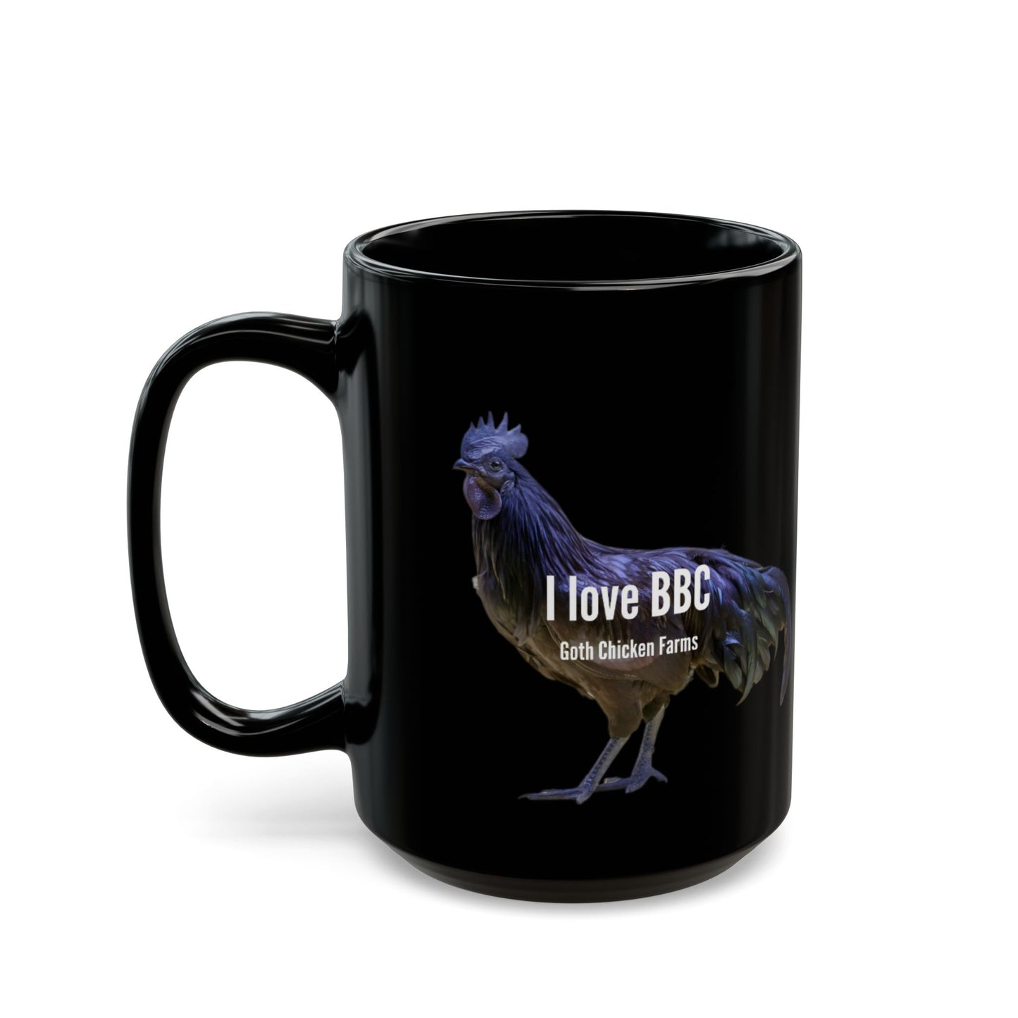 Black "I Love BBC" Rooster Mug