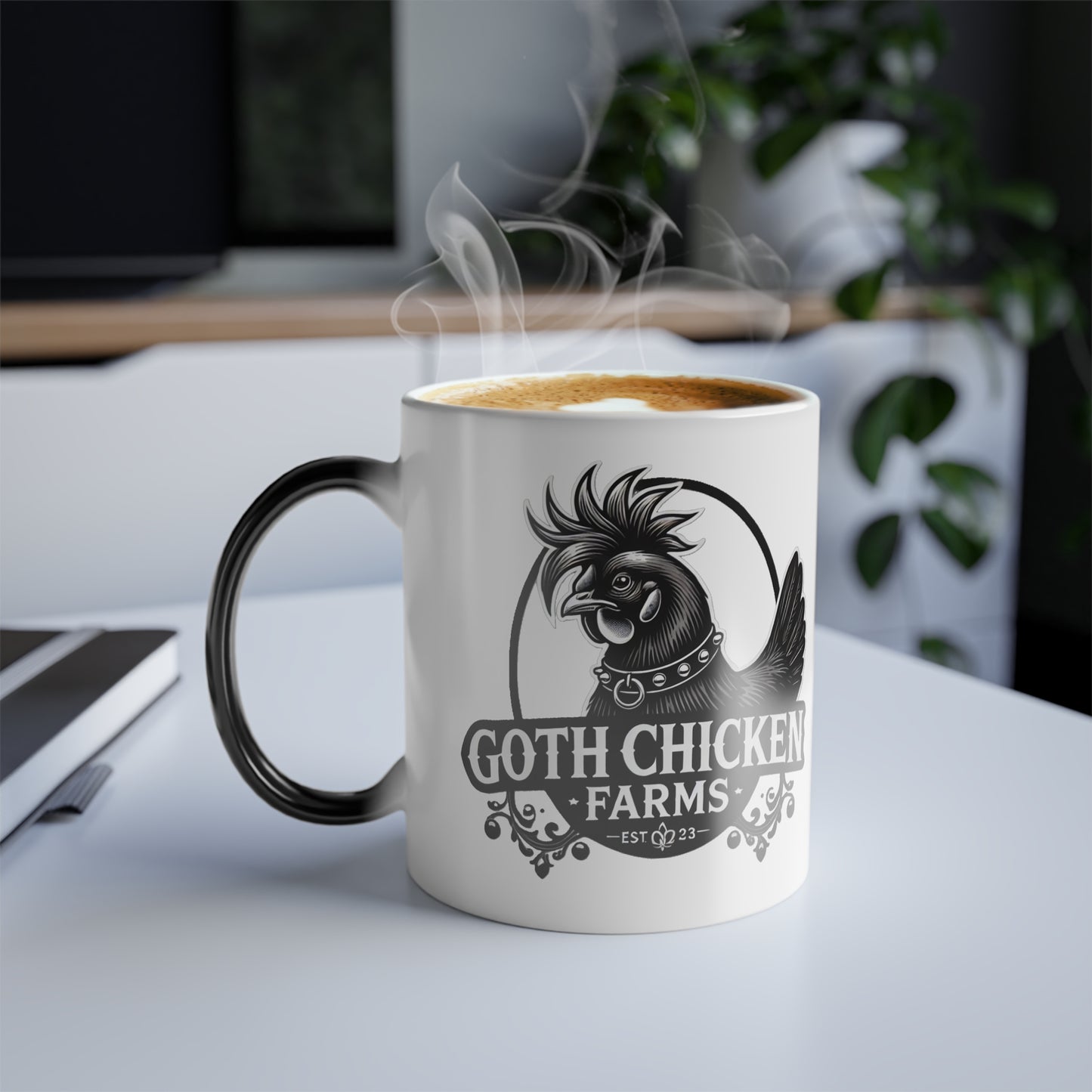 Heat-Activated Goth Chicken Farms Mug