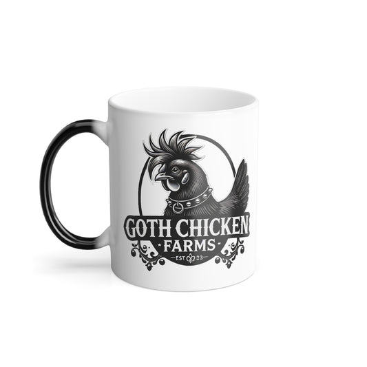 Heat-Activated Goth Chicken Farms Mug