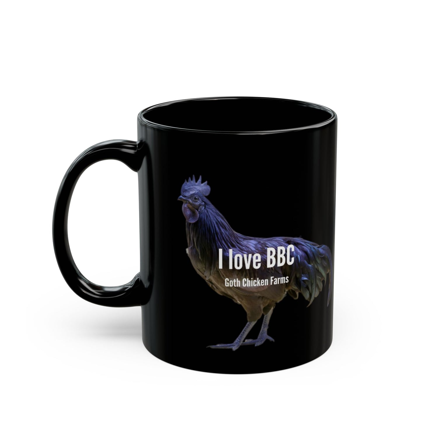 Black "I Love BBC" Rooster Mug